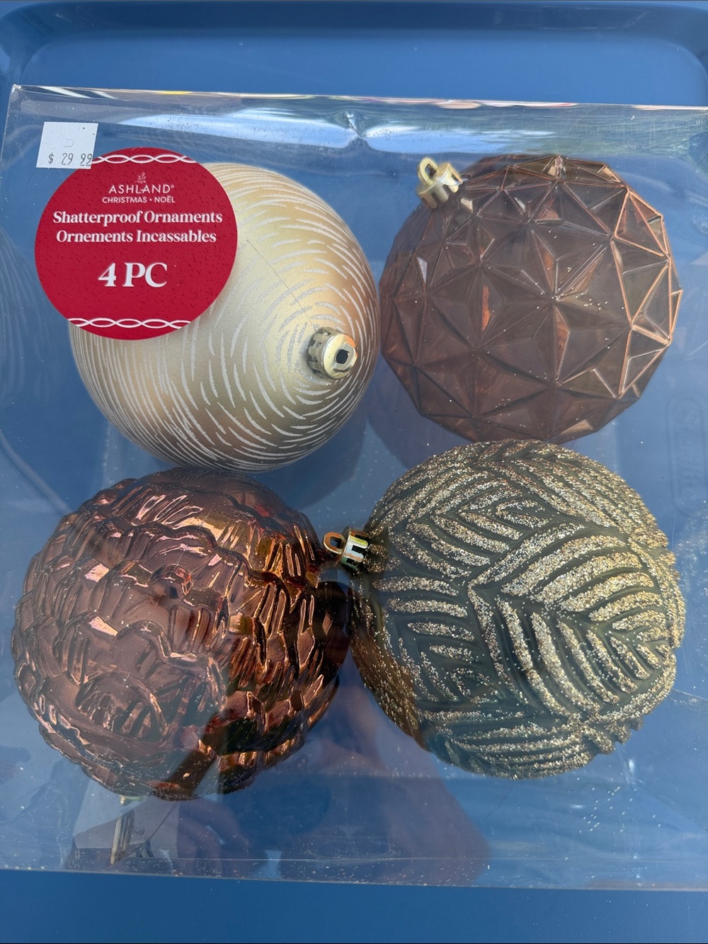 Ashland Metallic Ornament Set in Gold, Bronze, Cream, Copper